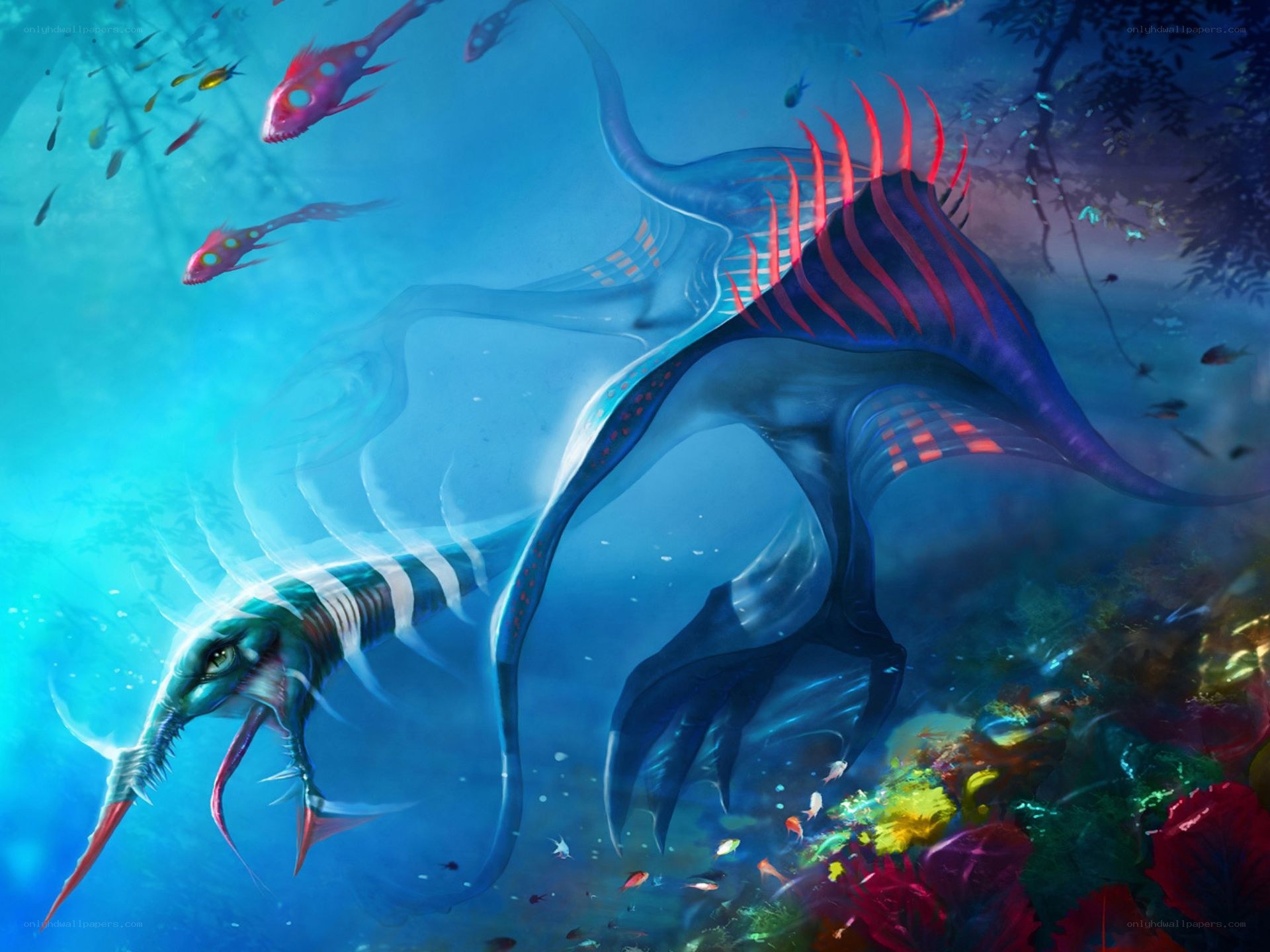 Mythical sea creature in ocean