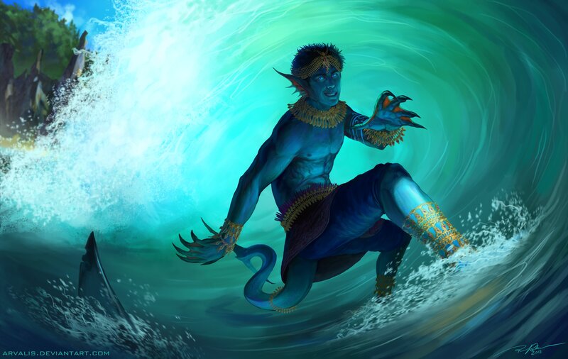 mythical sea creature surfer