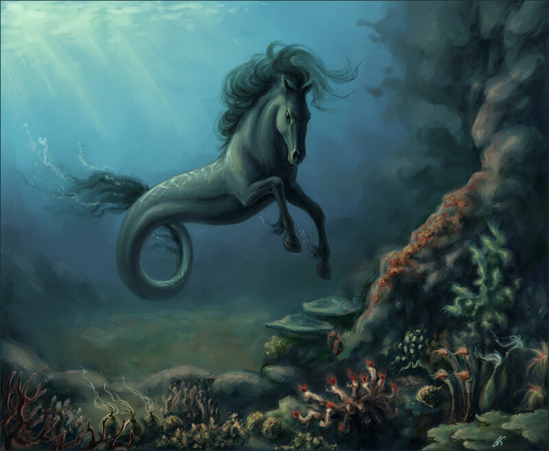 mythical sea horse underwater
