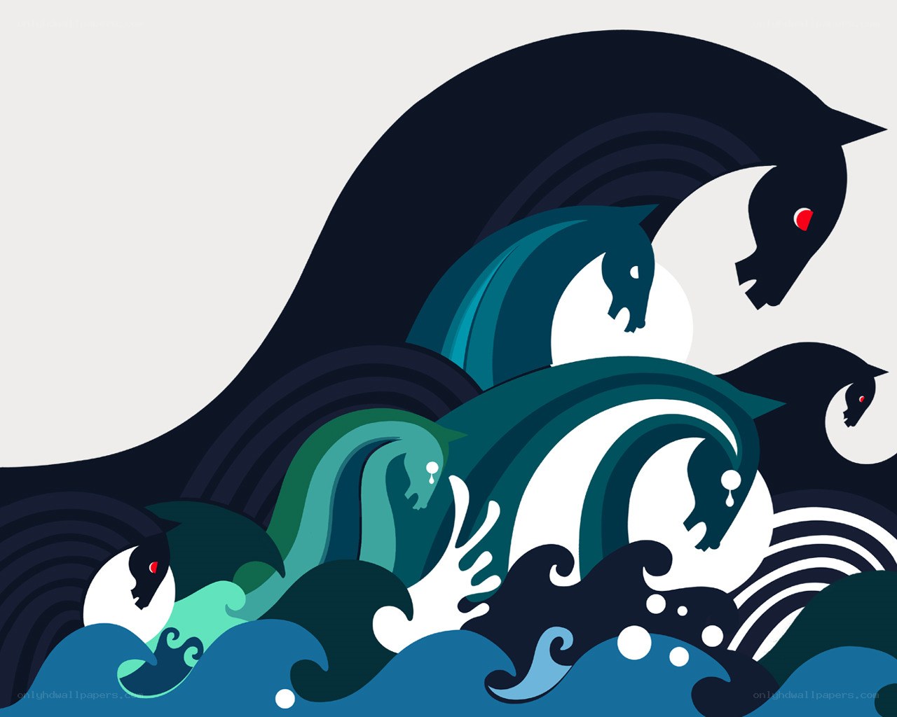 Mythical sea horses