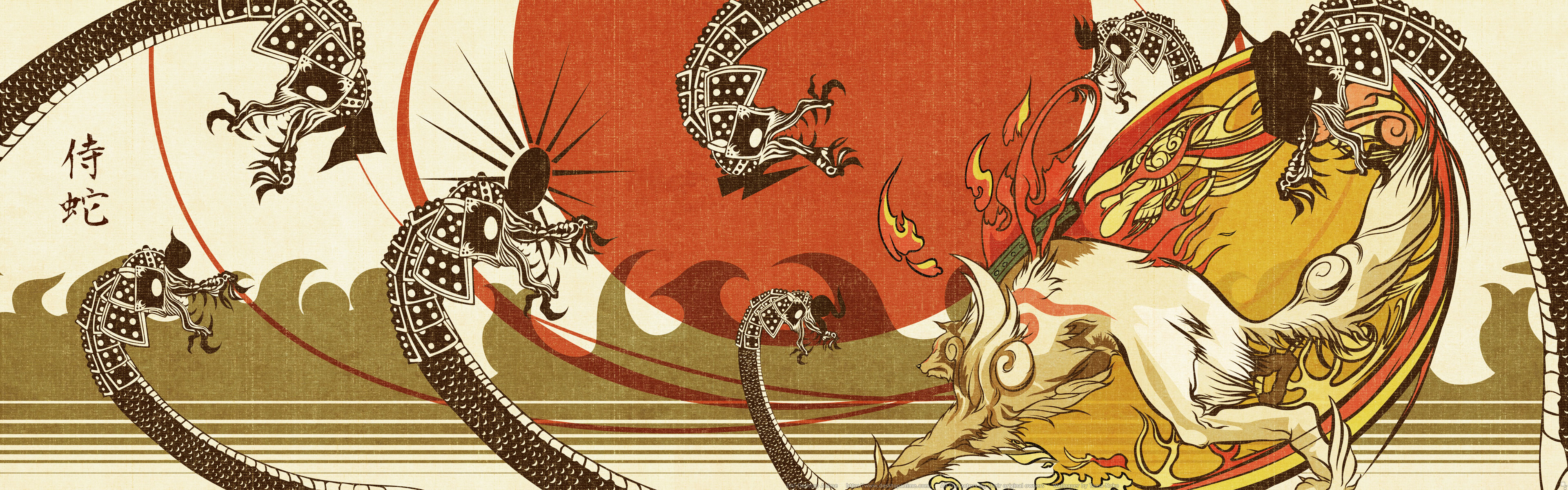 Mythical serpent battle artwork