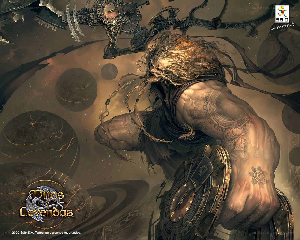 Mythical warrior in steampunk world