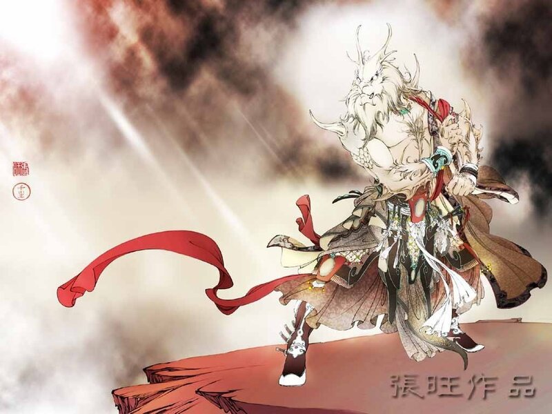 mythical warrior on cliff