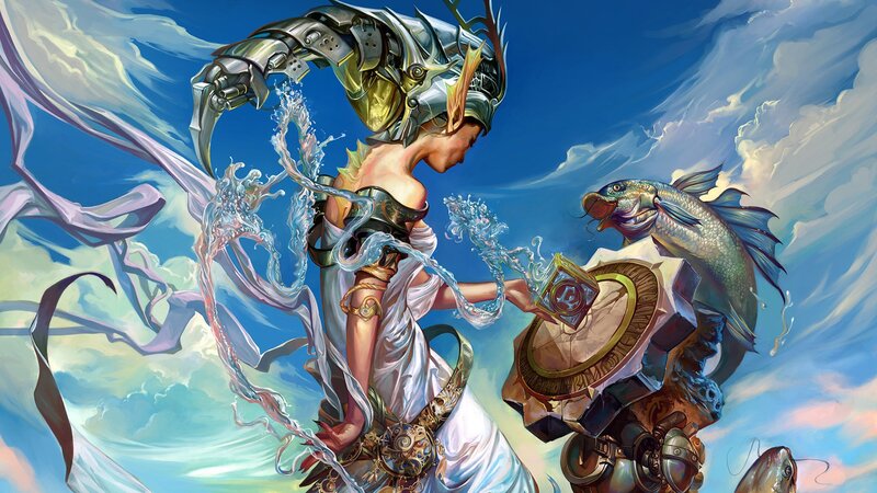 mythical warrior with fish