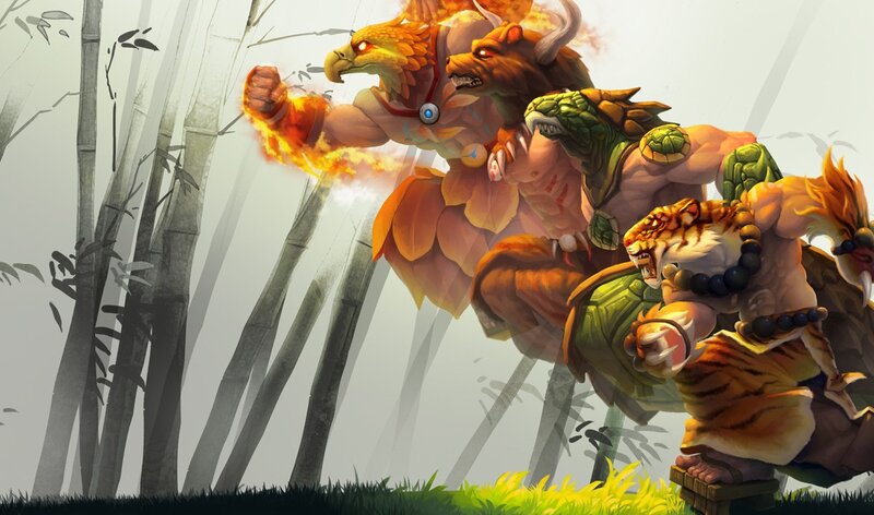 mythical warriors in bamboo forest