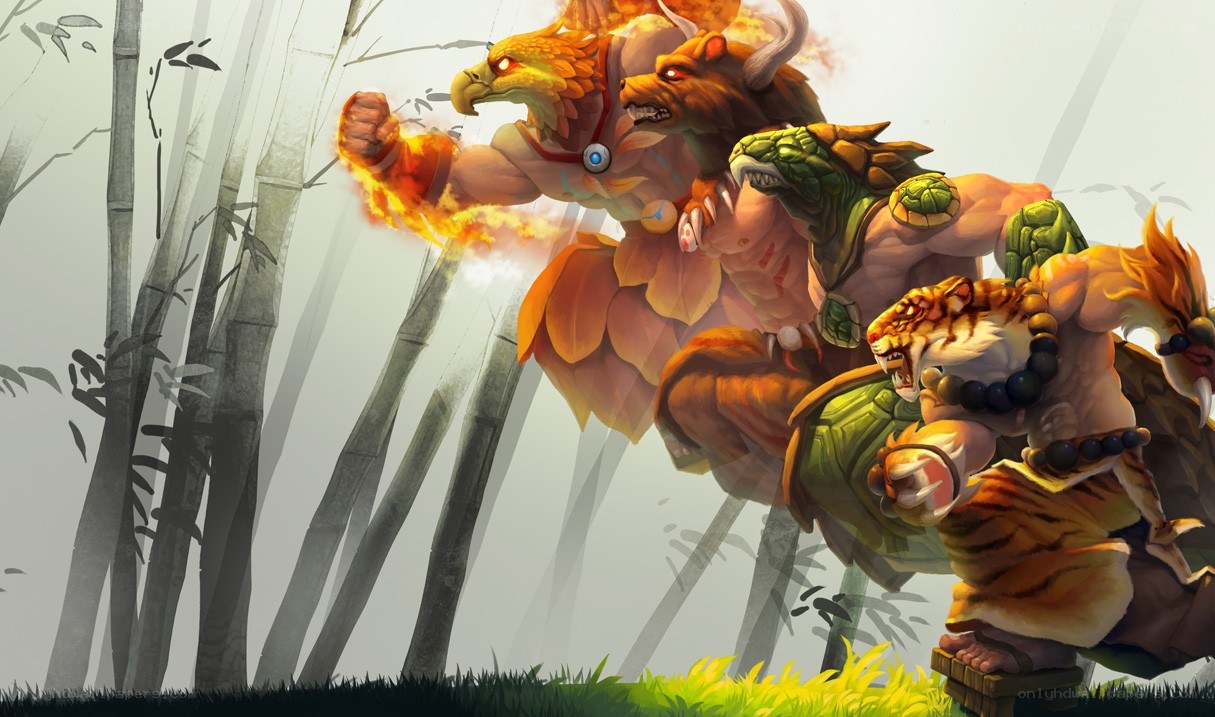 mythical warriors in bamboo forest