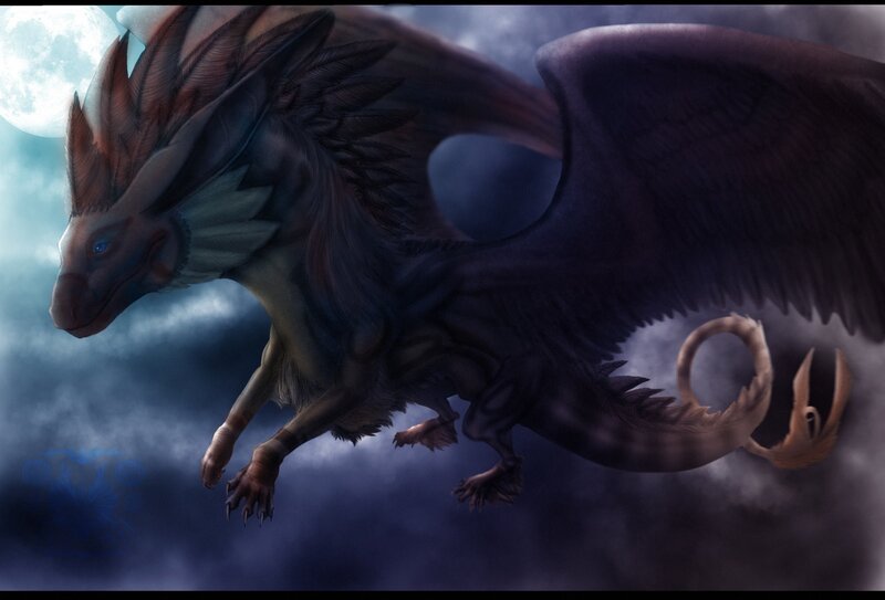 mythical winged creature in flight