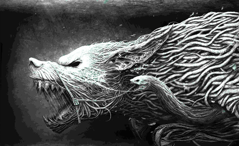 Mythical Wolf Creature — Black, Dark