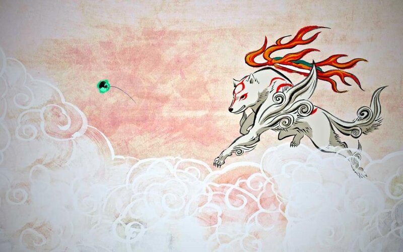 mythical wolf in clouds