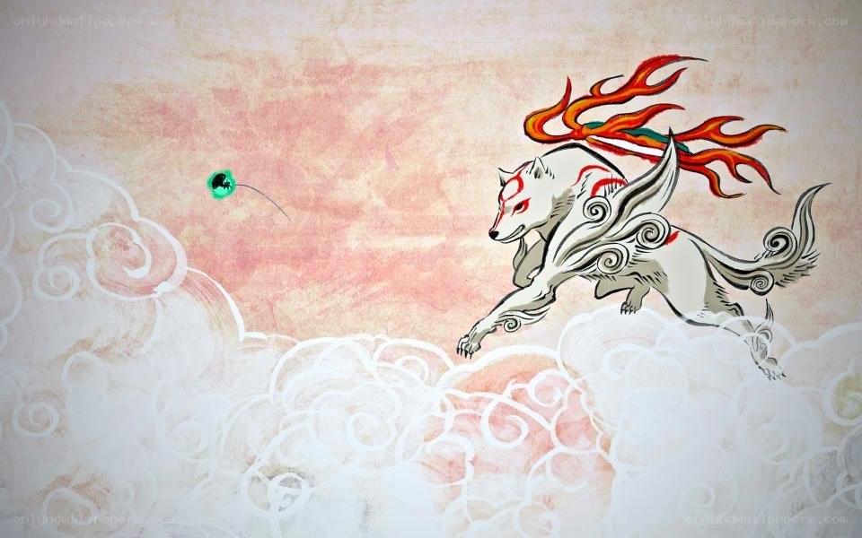 mythical wolf in clouds