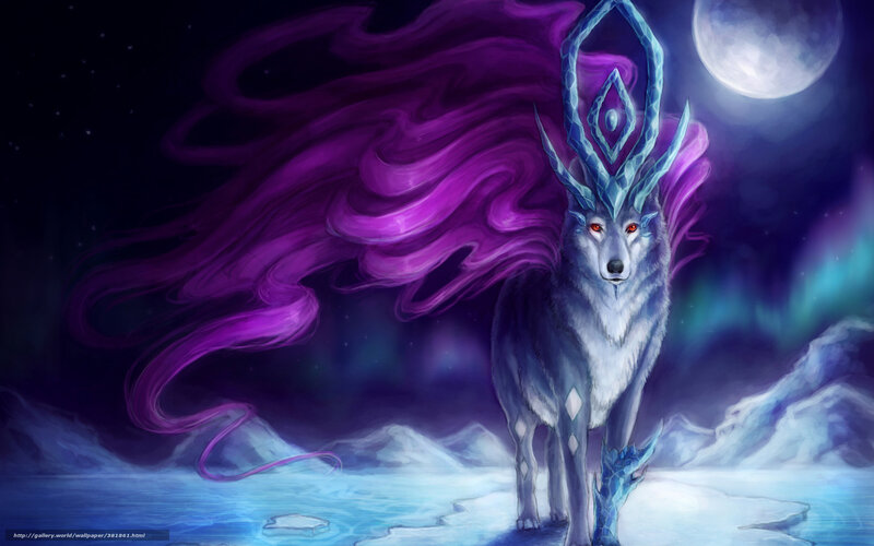 mythical wolf under moonlight