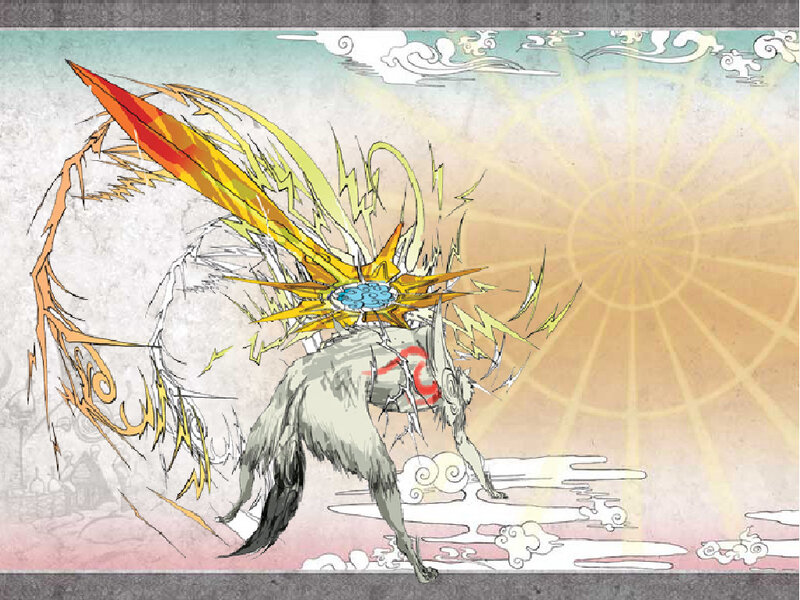 mythical wolf with lightning sword