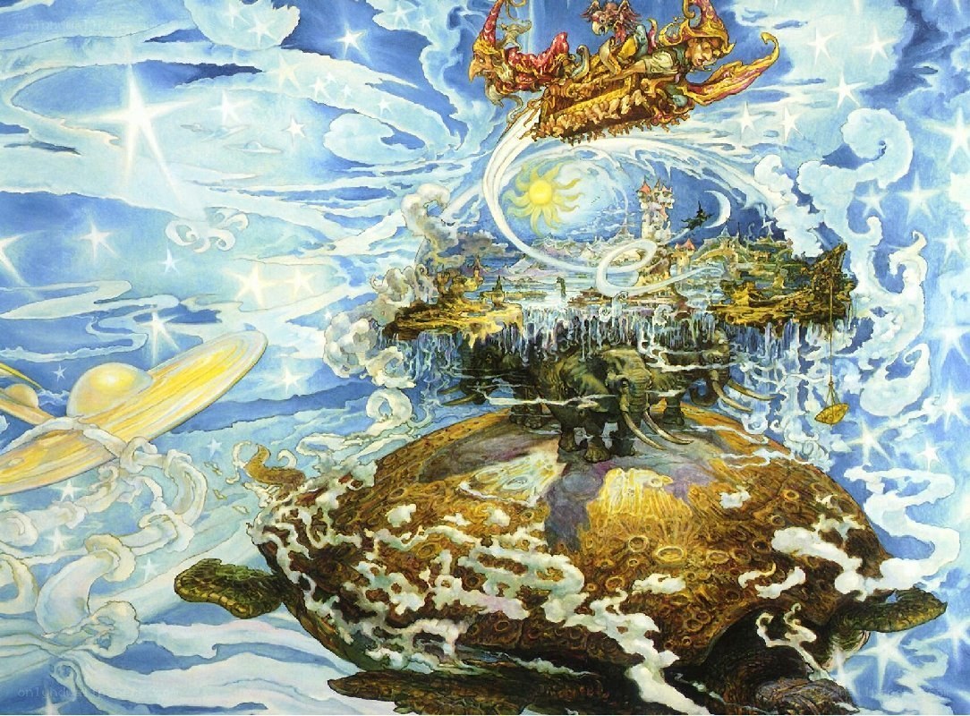 Mythical world on a turtle's back