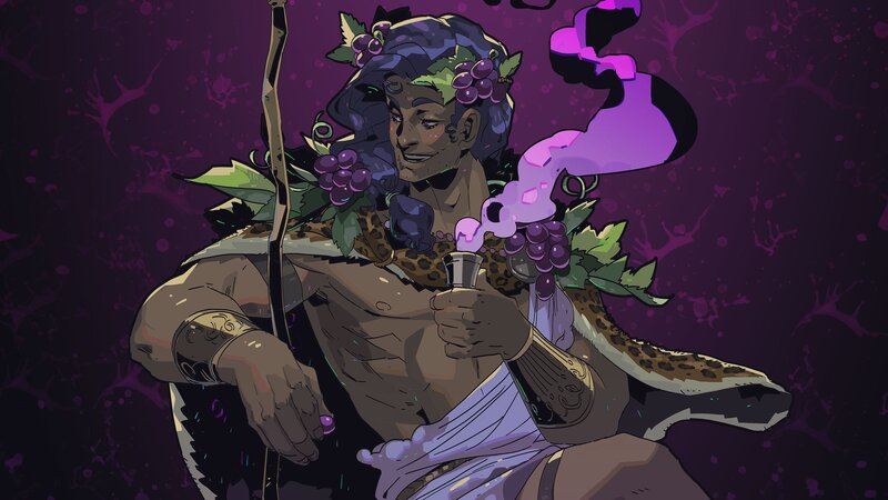 Mythological Figure with Grapes — Purple