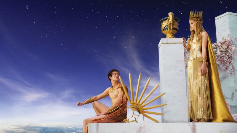 mythological figures on a celestial platform