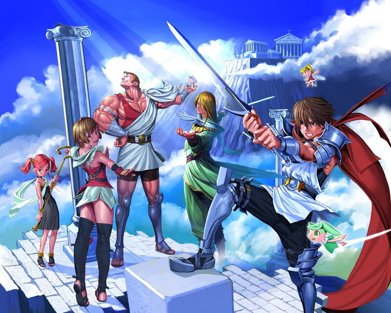 Mythological heroes in battle