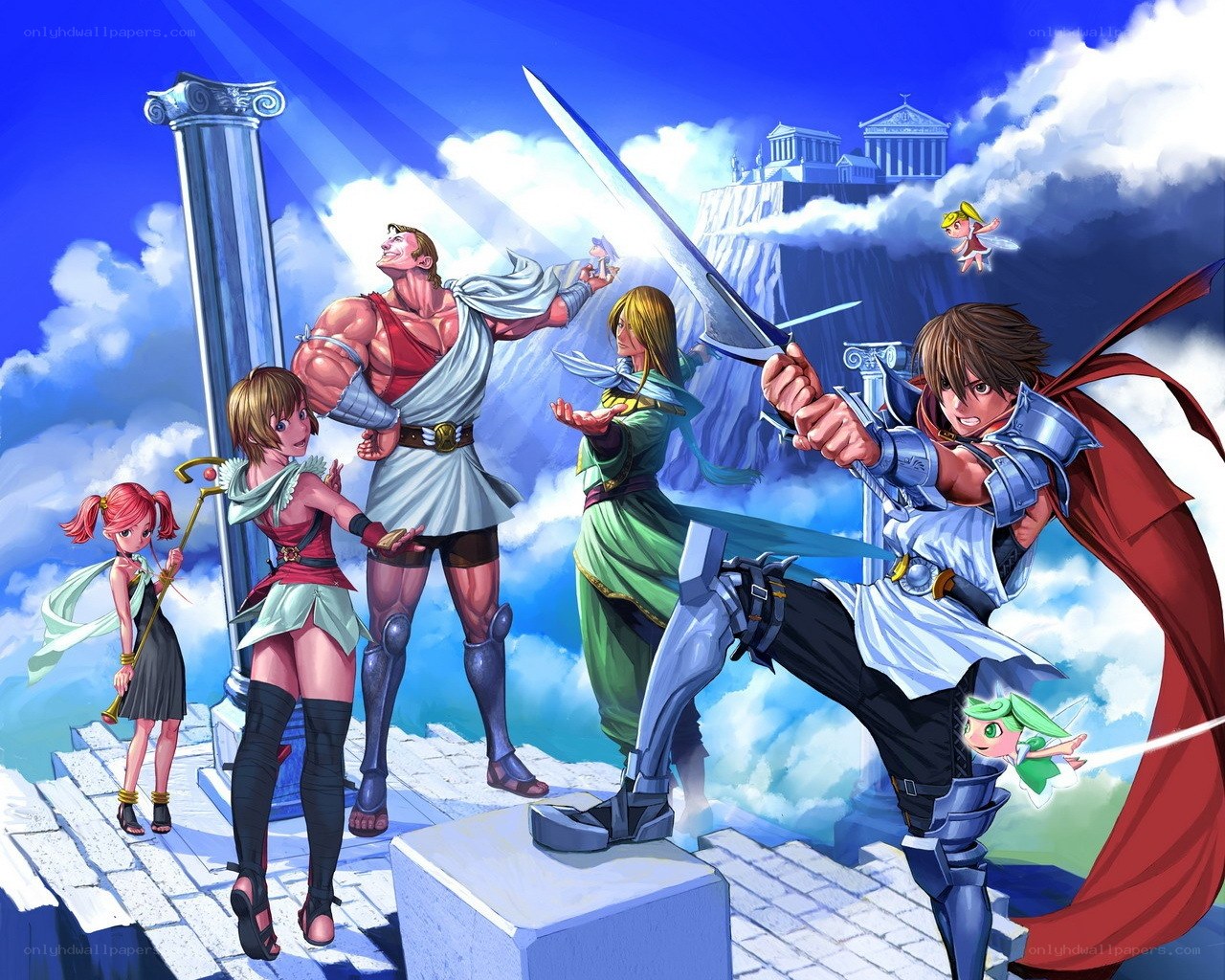 Mythological heroes in battle