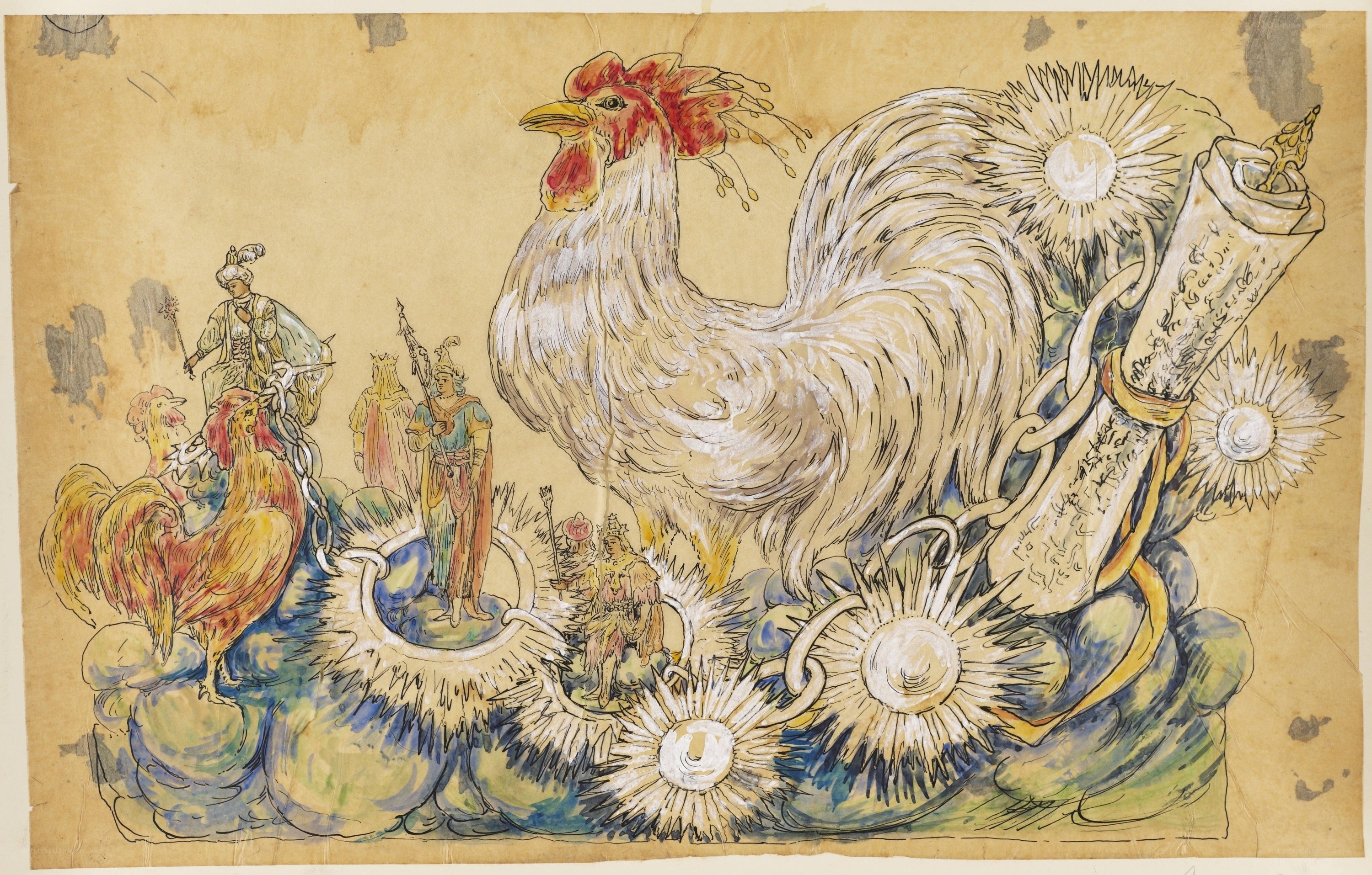Mythological rooster illustration