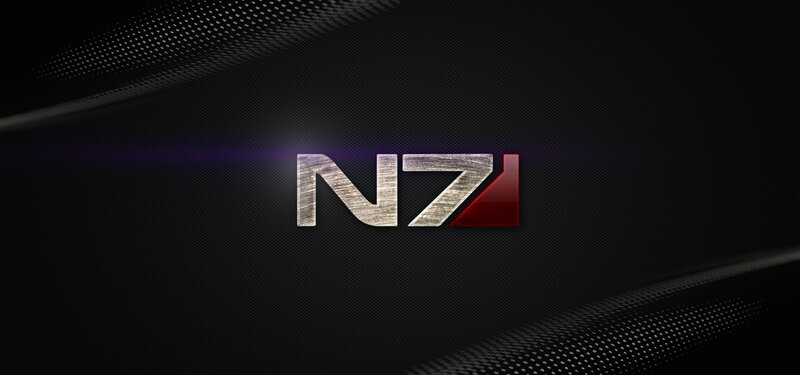 N7 Logo on Dark Background — Black, Dramatic, Digital Art, Light Flare