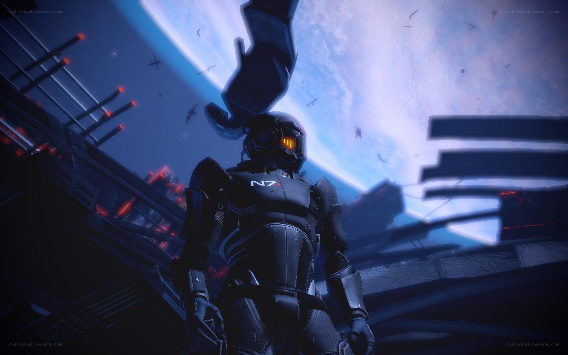 N7 soldier on a space station