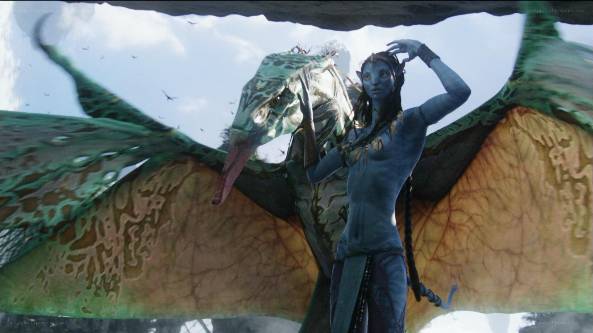 Na'vi and banshee on Pandora