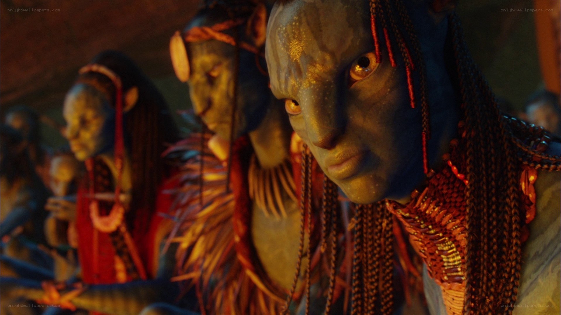 Na'vi characters in a gathering