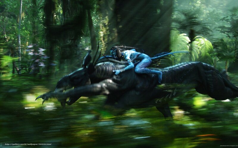 Na'vi riding banshee in jungle
