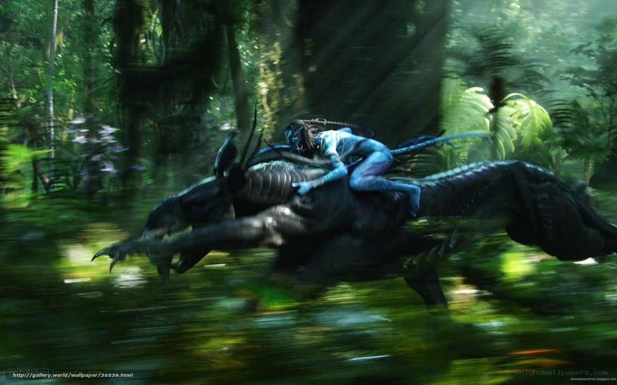 Na'vi riding banshee in jungle