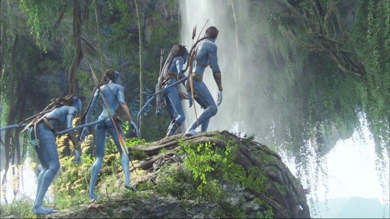 Na'vi warriors near waterfall