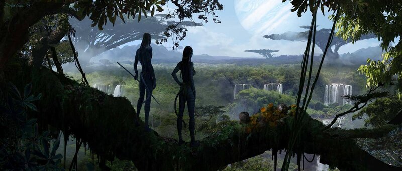 Na'vi warriors on a forest branch