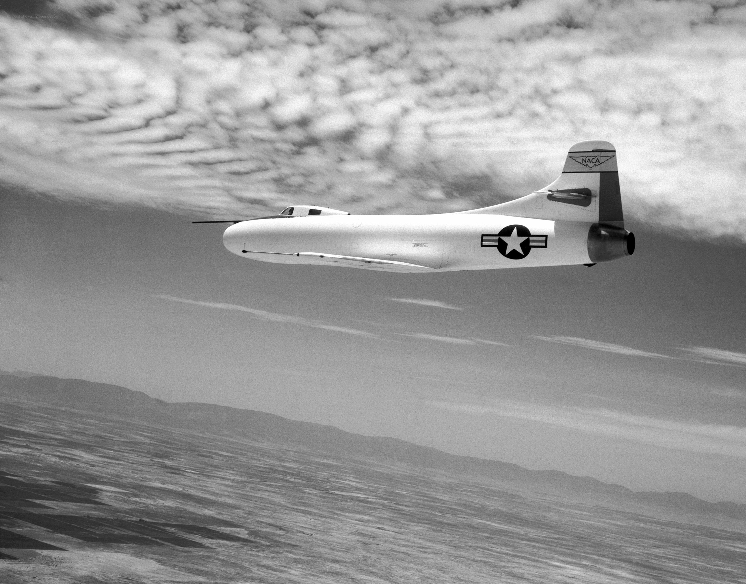 NACA jet aircraft in flight