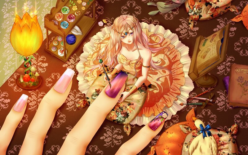 Nail art with a fantasy girl