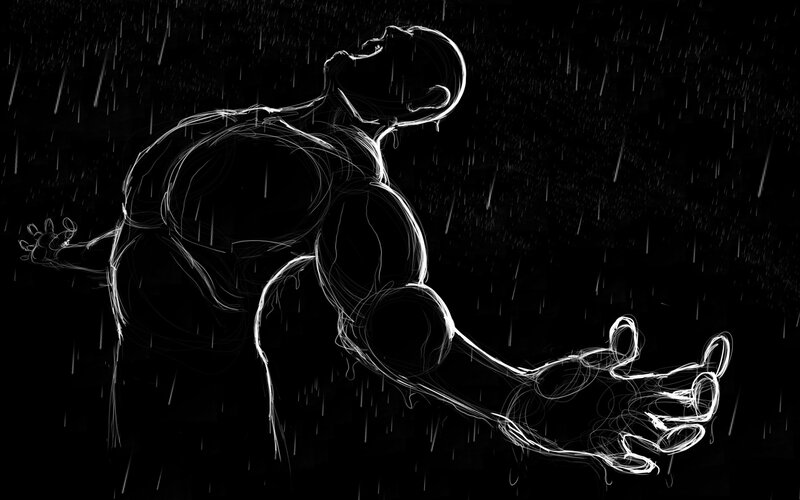 Naked Man in Rain