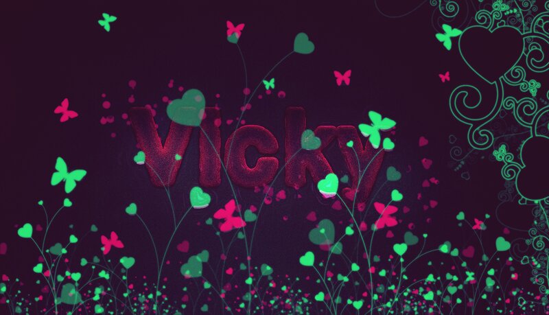 Name Vicky with Butterflies