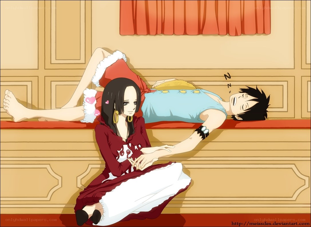 Nami and Luffy resting