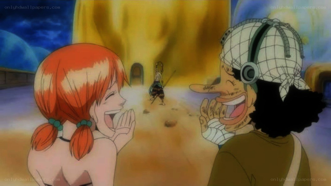 Nami and Usopp laughing