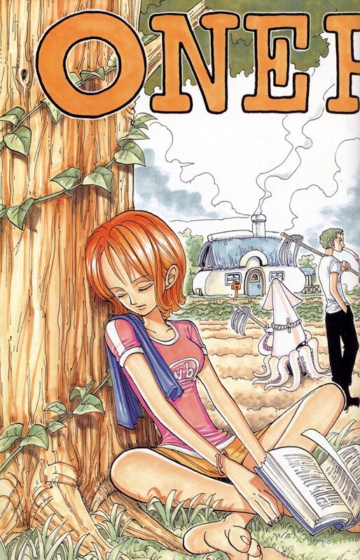Nami reading under a tree
