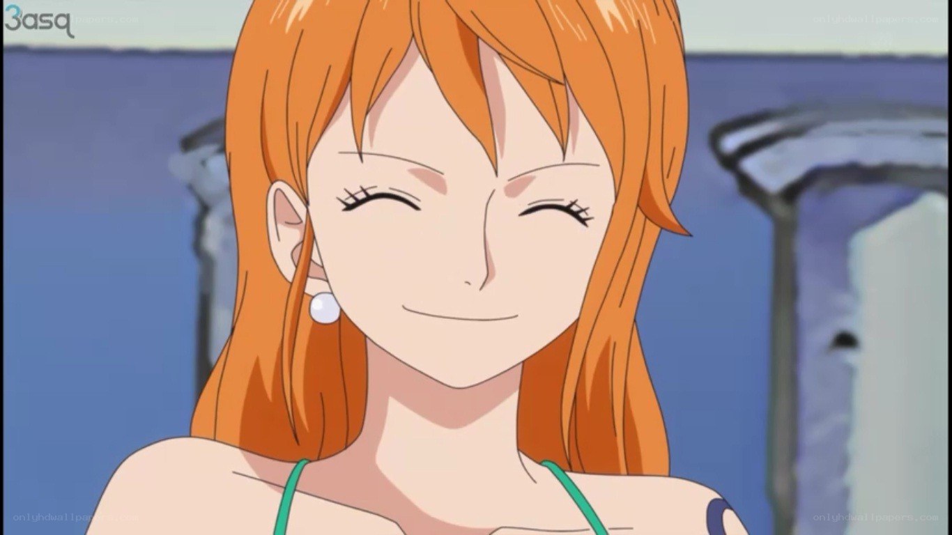 Nami smiling in a bikini
