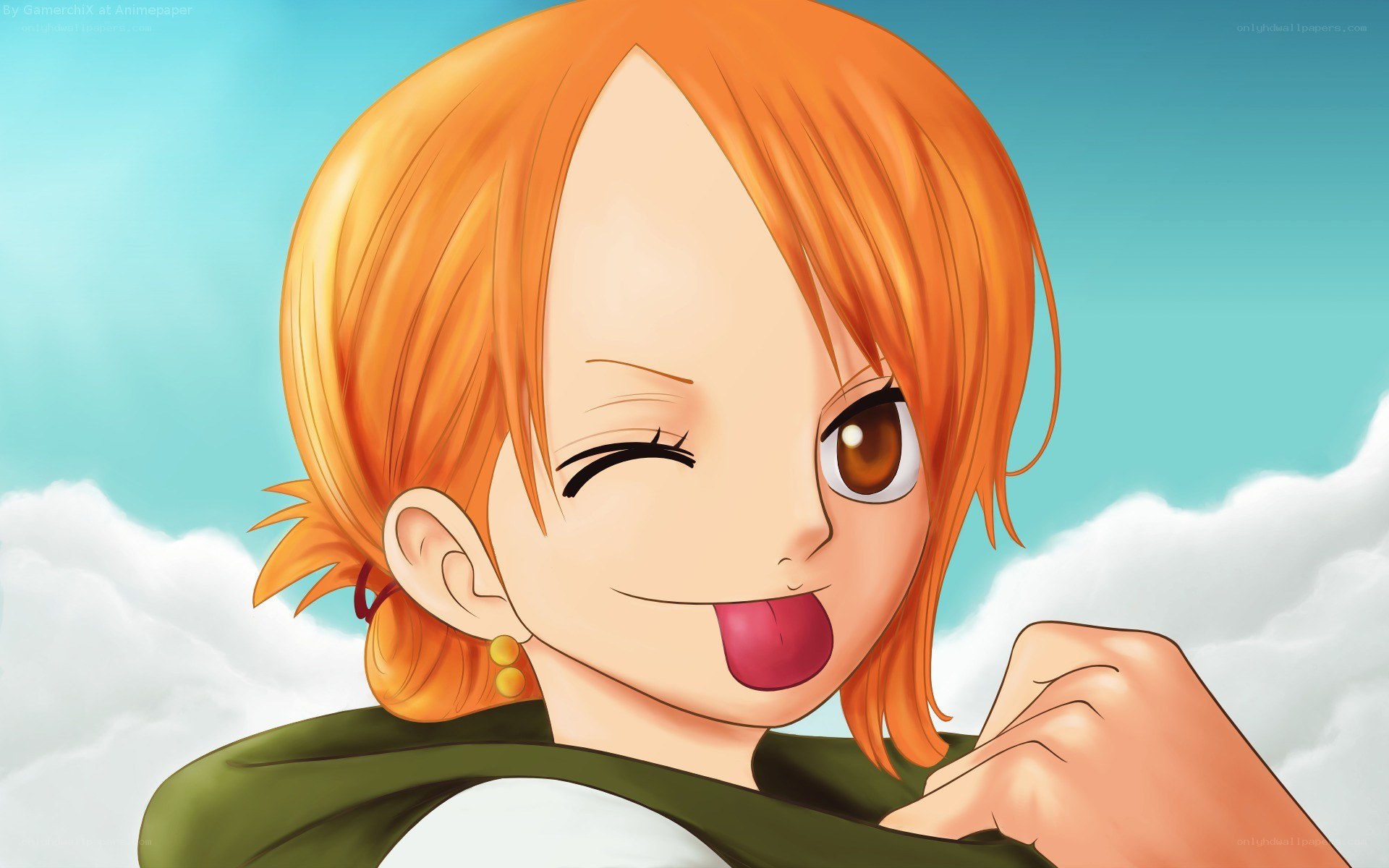Nami winking at the sky