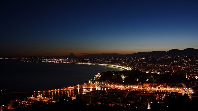 Naples at night from a hill