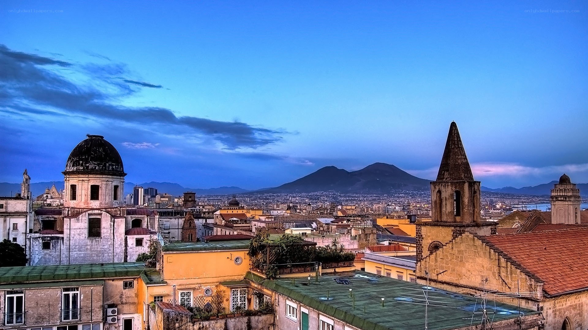 Naples cityscape at dusk