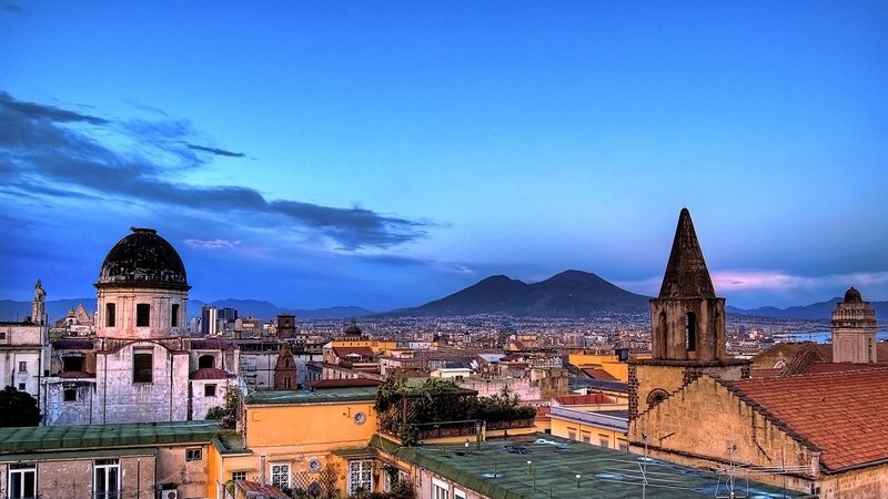 Naples Cityscape at Dusk — Blue, Serene, Sunset