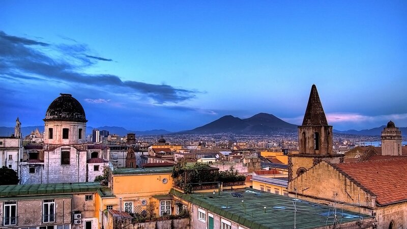 Naples Cityscape at Dusk — Blue, Serene