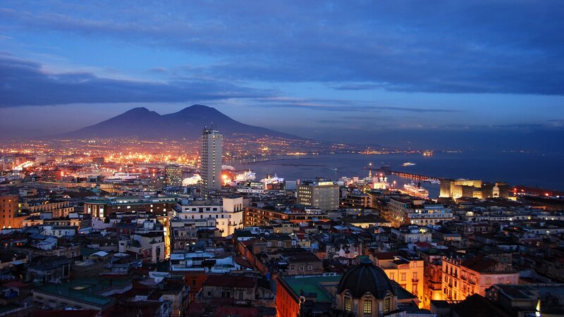 Naples Cityscape at Dusk — Blue