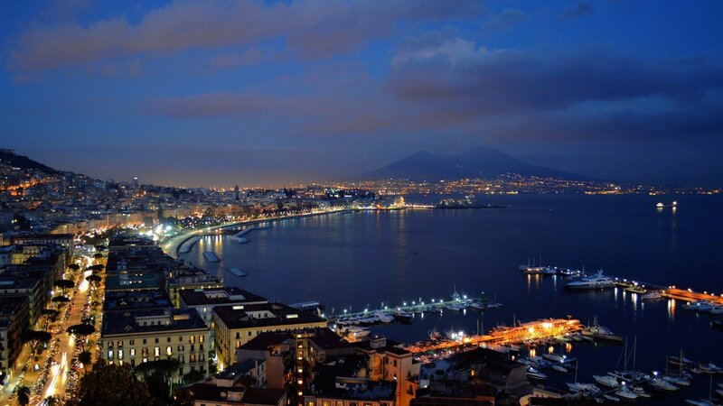 Naples Cityscape at Night — Blue