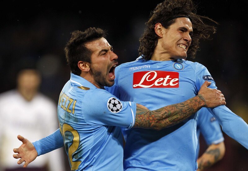 Napoli players celebrate goal