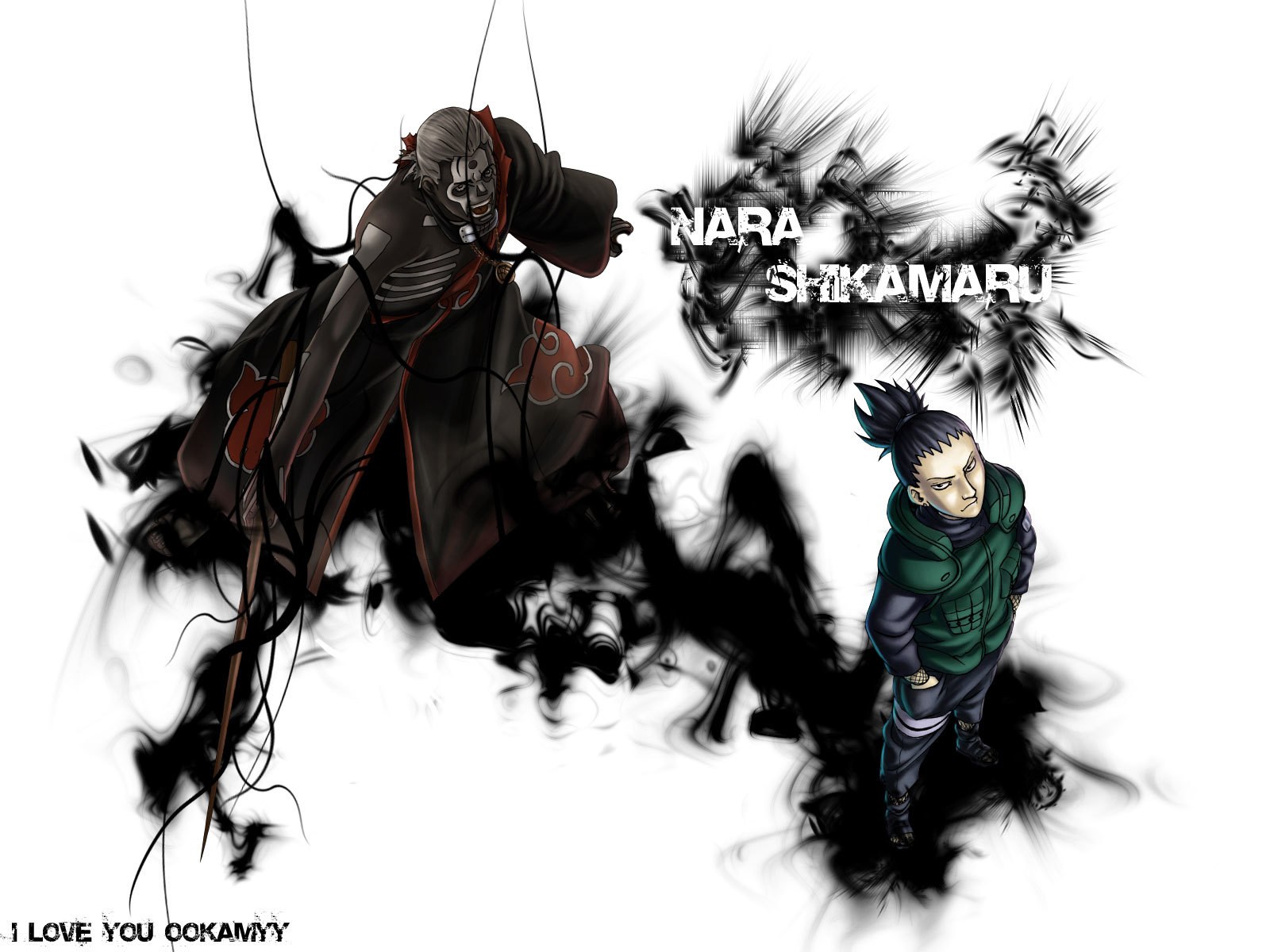 Nara Shikamaru and a masked figure