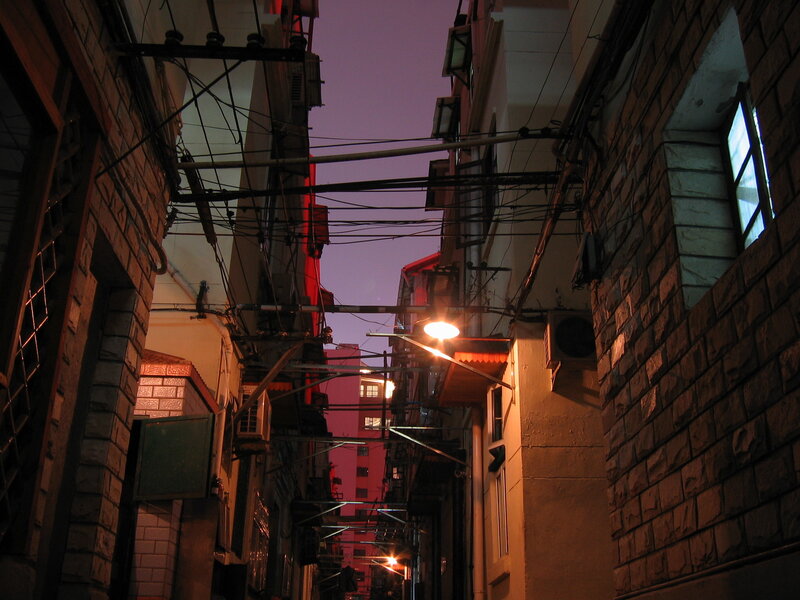 Narrow alley at dusk
