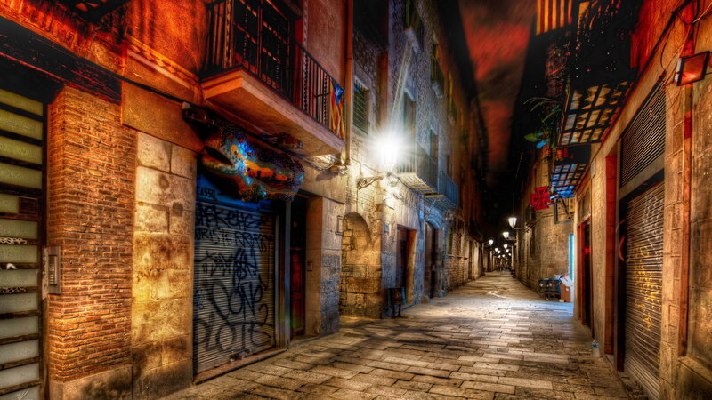 Narrow Alley at Night