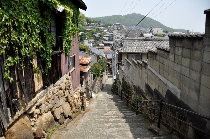 Narrow alley in a traditional Japanese town